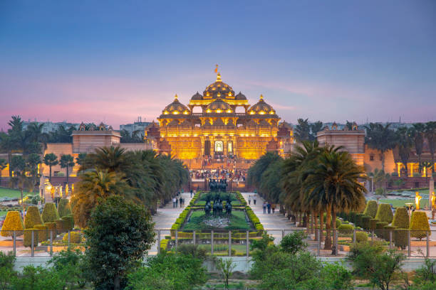 Akshardham Temple at night, Delhi, India